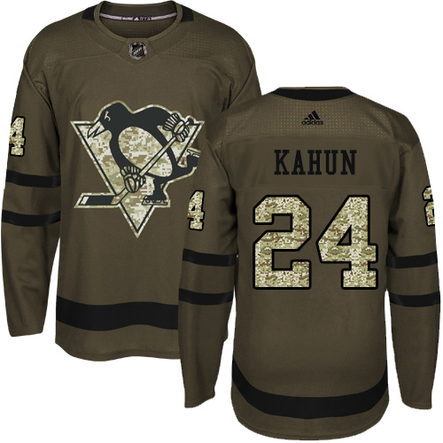 Adidas Pittsburgh Penguins #24 Dominik Kahun Green Salute to Service Stitched Youth NHL Jersey->youth nhl jersey->Youth Jersey